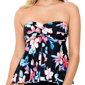 Swim Solutions Lanai Flyaway Tankini Top Sz 12